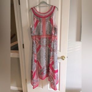 Studio One Sleeveless Scarf Dress with Silver Sequins around Neck. Plus Size 22.